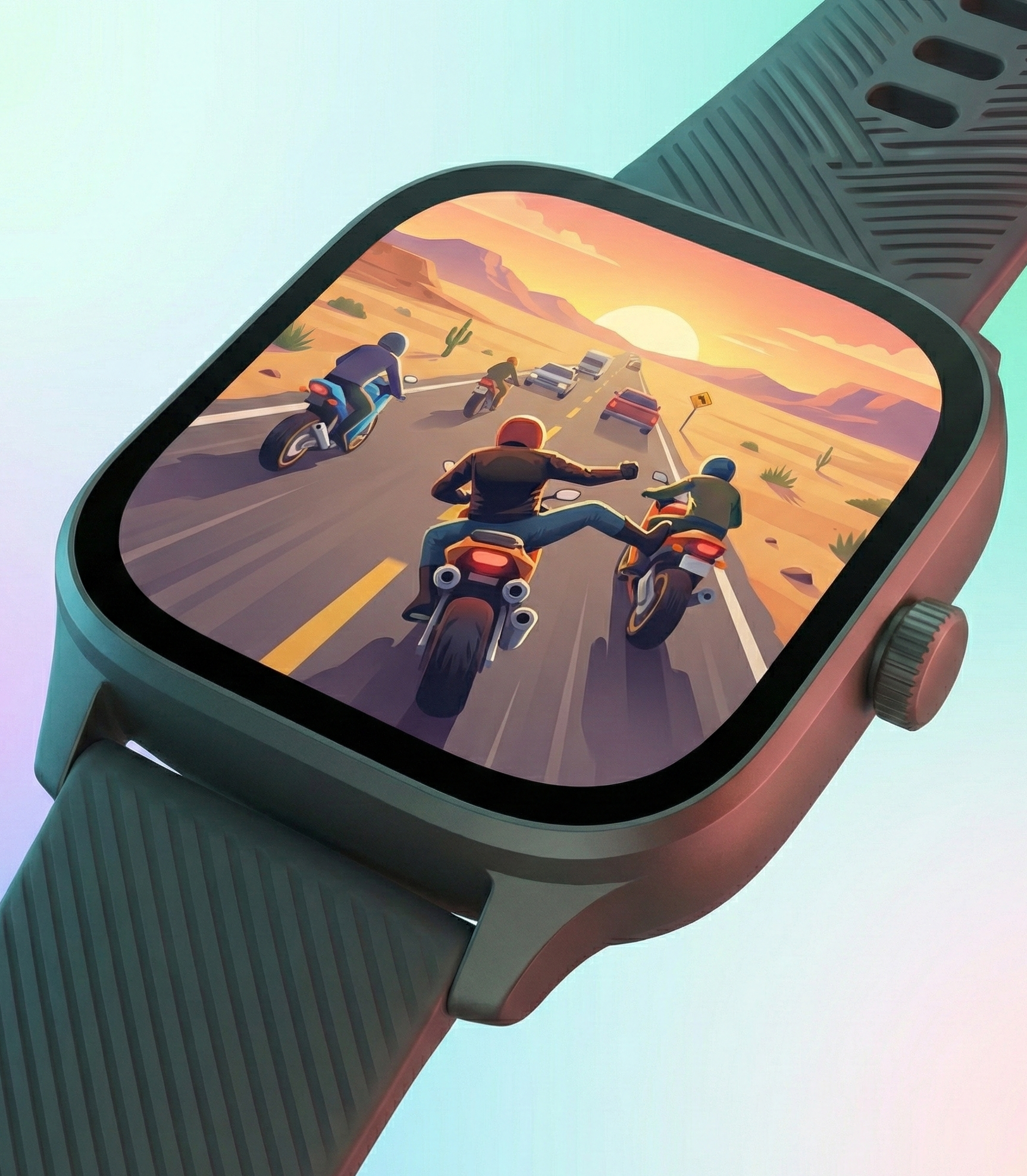 Road Rash — retro motorcycle racing with tilt controls for Wear OS